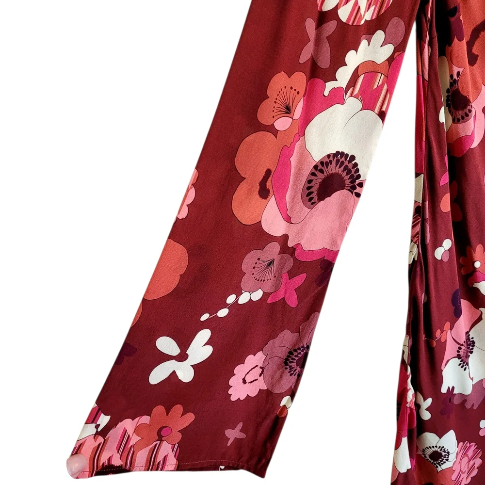 RIXO Ridley Red Pink Retro Floral Print Mini Dress Size 6 - Picture 6 of 12